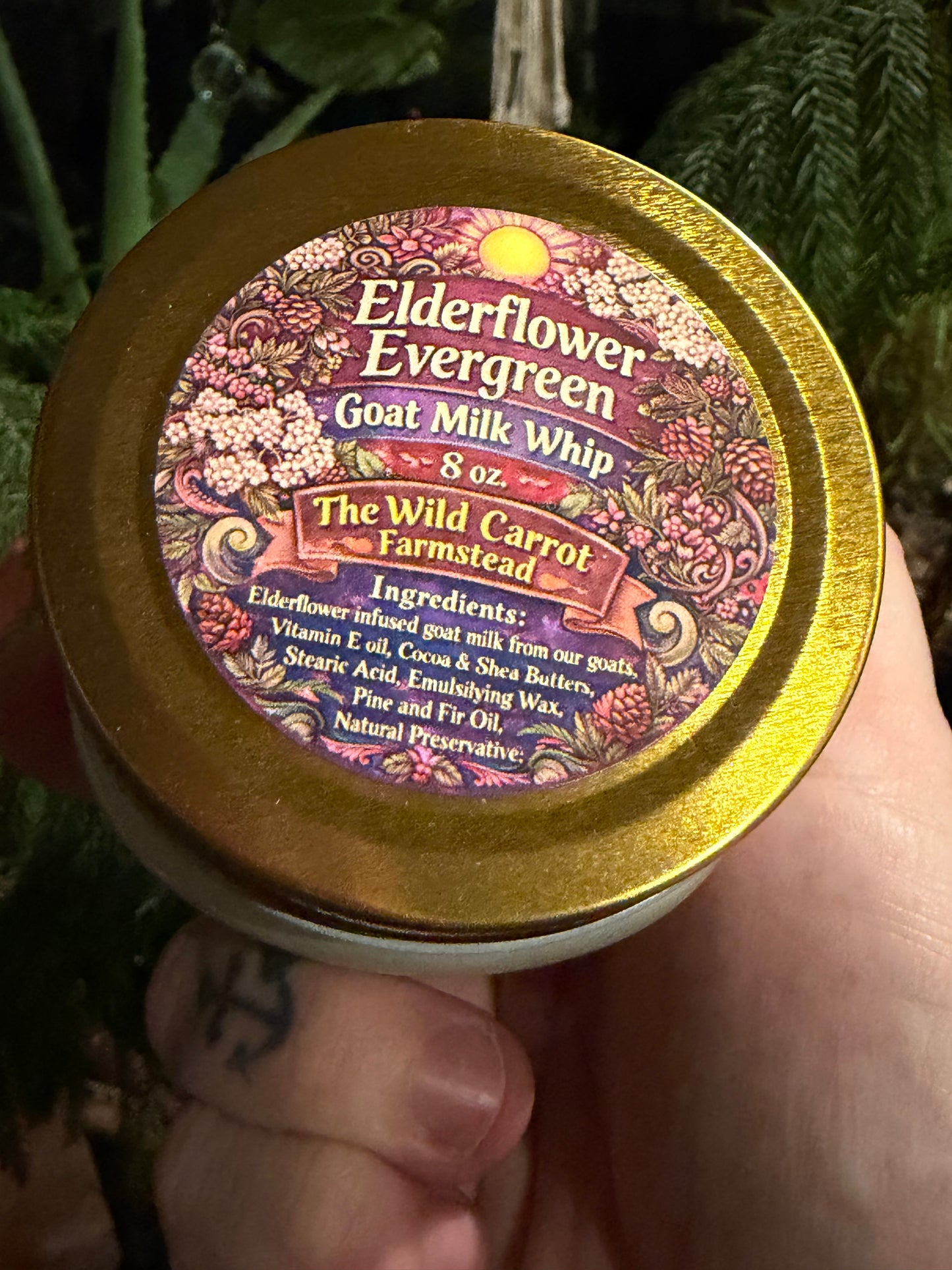Elderflower Evergreen Goat Milk Whip (8oz glass jar