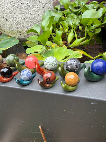 Hand-Cast Resin Snail with Interchangeable Stone Shell (2 sizes to choose from)