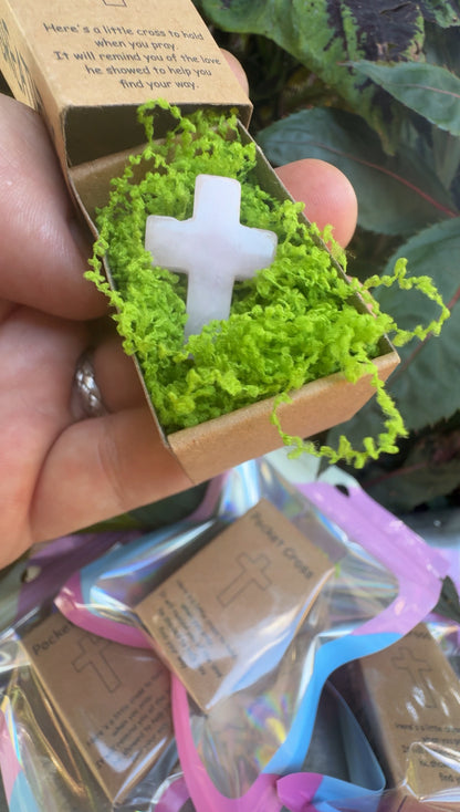 Natural Stone Pocket Cross (gift-box, mystery stone)
