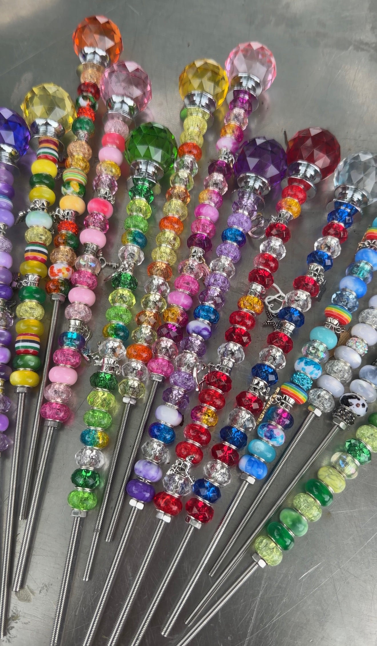 Handmade Sparkly Beaded Plant Stakes