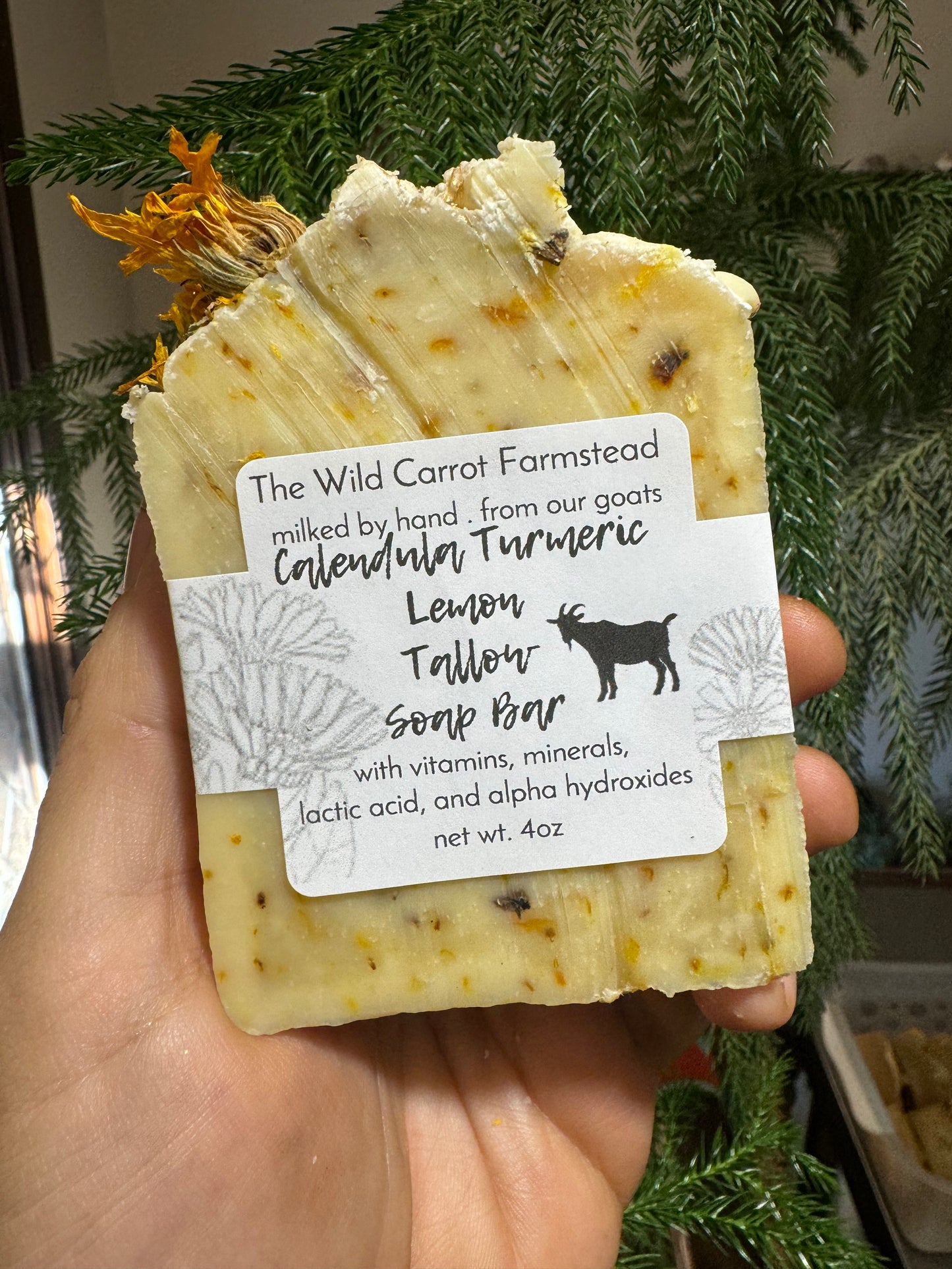 Calendula Turmeric Lemon Tallow Soap Bar (8oz bar)