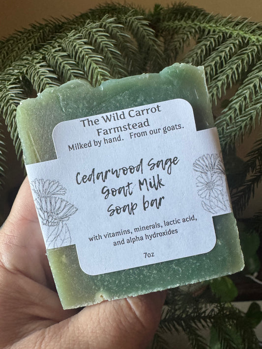 Cedarwood Sage Goat Milk Soap Bar (7oz Bar)