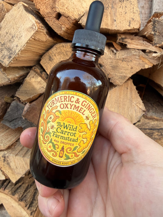 Turmeric & Ginger Oxymel (4oz amber glass dropper bottle)