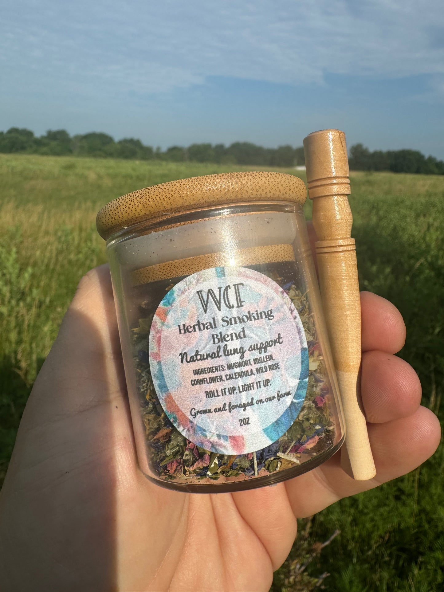 Herbal Smoking *Bundle* (2oz herbal smoking blend and natural wood pipe)