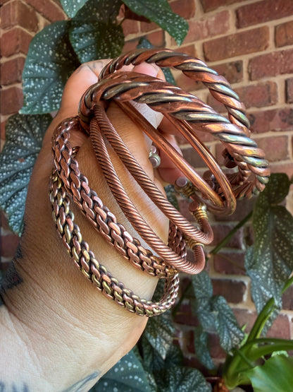Adjustable Magnetic Copper Wrist Bangles (Stack of 3 in a Set)
