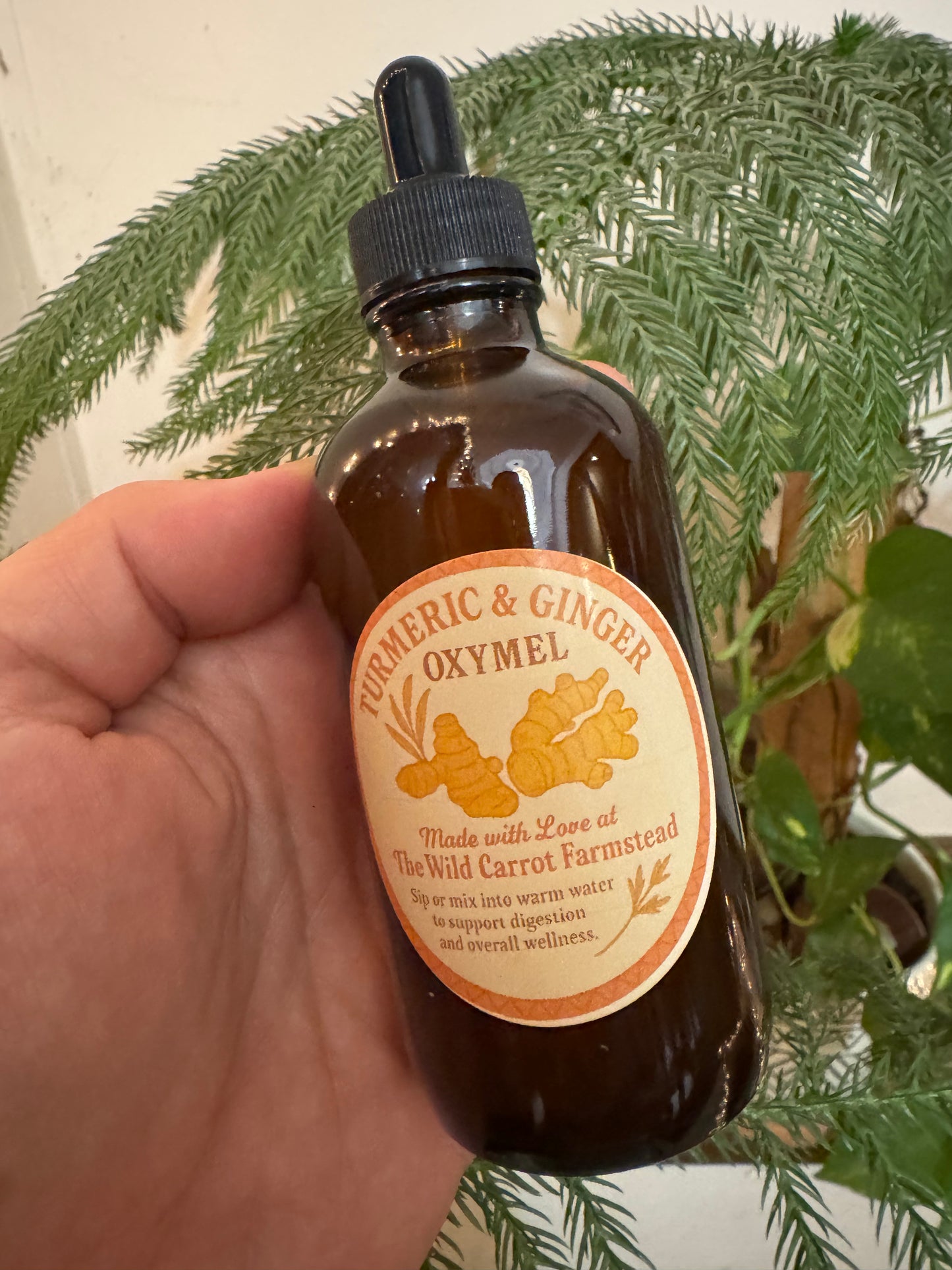 Turmeric & Ginger Oxymel (4oz amber glass dropper bottle)