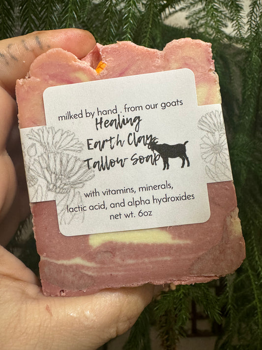 Healing Earth Clay Goat Milk & Tallow Soap (Large 7oz bar)