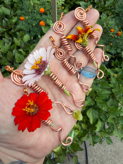 Handmade Copper Coil Flower Picking Pendant