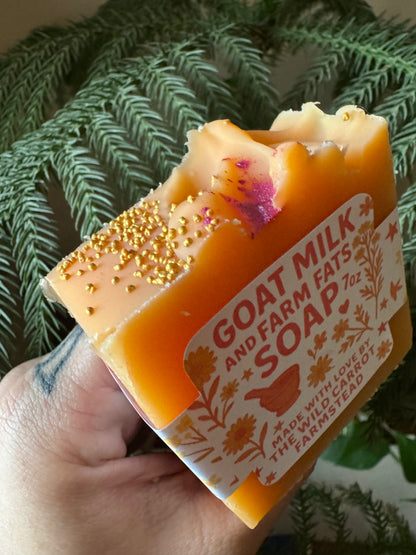 Nasturtium & Lemon Balm Goat Milk & Farm Fats Soap (7oz Bar)