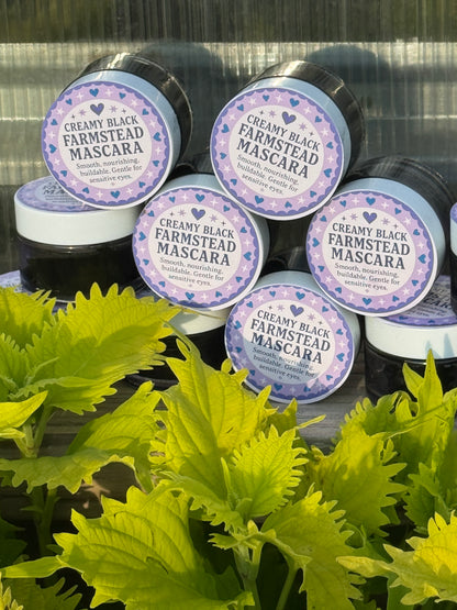 Creamy Black Farmstead Mascara & Lash Serum Bundle (1oz glass jar/wand/serum 3-piece set)