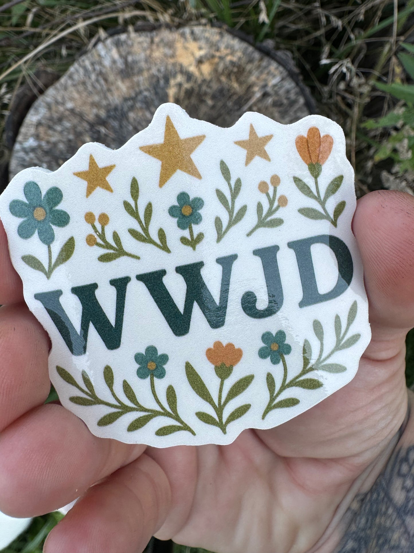 WWJD Sticker (2.5”)