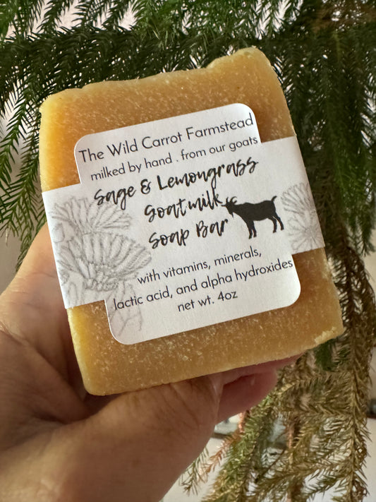 Sage & Lemongrass Goat Milk Soap (large 7oz bar)