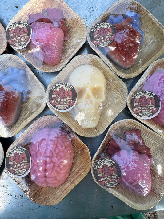 Creepy Fun skull/heart/brain Milky Oat & Honey Tallow Lotion Bars (6oz limited edition bars)