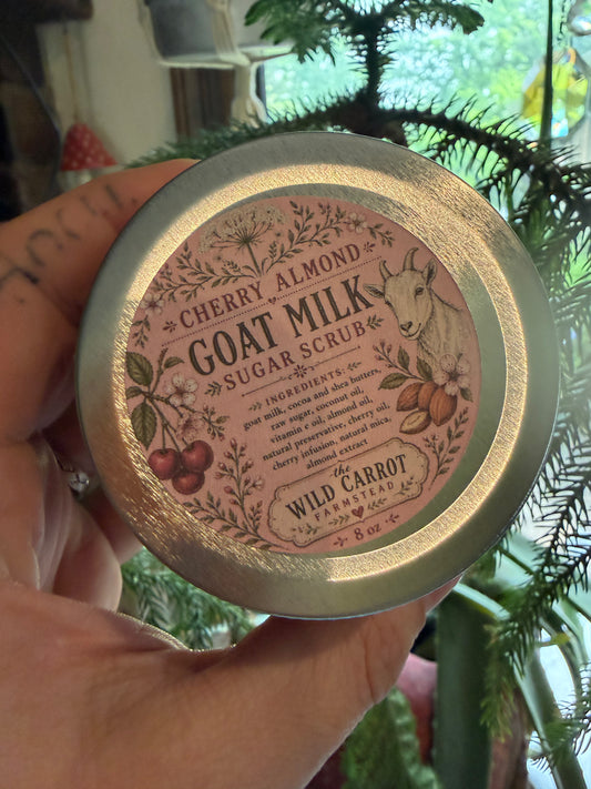 Cherry Almond Goat Milk Sugar Scrub (8oz jar)