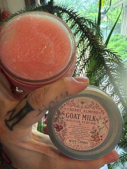 Cherry Almond Goat Milk Sugar Scrub (8oz jar)